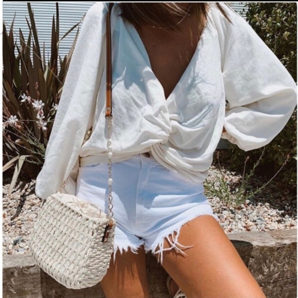 Zara White Blouse with Knot Detail